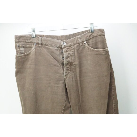 Brunello Cucinelli Brown Button Fly Corduroy 100% Cotton Pants Sz 52 EU